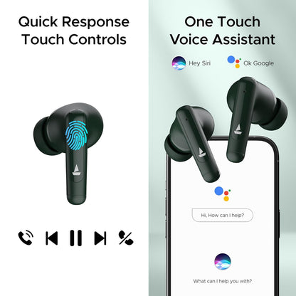 boAt Airdopes 161 ANC TWS Earbuds w/ 32 dB ANC, 50 hrs Playback, 50 ms Low Latency BEASTTM Mode, IWPTM Tech, Dual EQ Modes, 4 Mics with ENx, ASAP Charge, Bluetooth