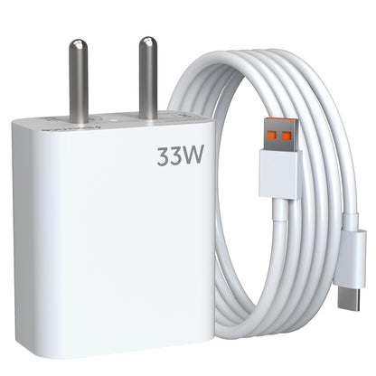 Xiaomi 33W Charger Type C Power Adapter with UltraFast PD Charging Block Enhanced Safety Protection Compact Travel Ready Universal Design for Smartphones Tablets Earbuds and USB-C Devices (White)