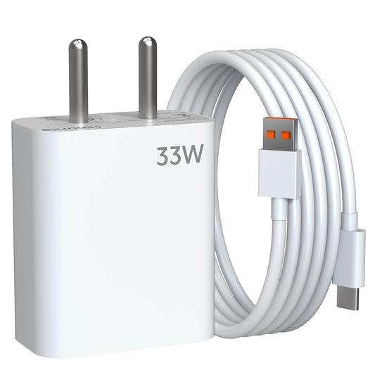 Xiaomi 33W Charger Type C Power Adapter with UltraFast PD Charging Block Enhanced Safety Protection Compact Travel Ready Universal Design for Smartphones Tablets Earbuds and USB-C Devices (White)