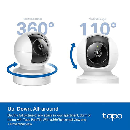 Tapo C222 2K QHD 1440p 4MP Pan/Tilt AI Smart Home Security Wi-Fi Camera| Works with Google Home and Alexa | 360º Ethernet/Wi-Fi Connection | Two-Way Audio| Advanced Night Vision
