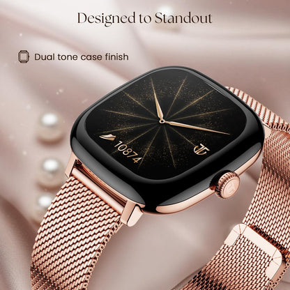 Titan AiRA 1.70" AMOLED Metal Case Square Display Smart Watch with Silicone Strap Stress Monitoring, 1000 Nits, Functional Crown, AI Enabled, IP68 Water Resistant Upto 7 Days Battery Life