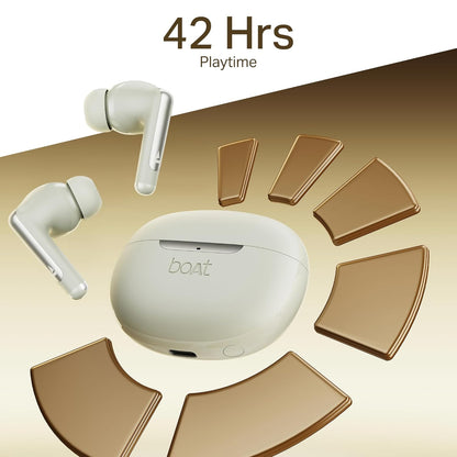 boAt Airdopes 141 Elite ANC (2025), ANC(~35dB), 4Mics ENx Tech, 42H Battery, Fast Charge,Stream Ad Free Music via App Support, IPX5, Bluetooth Earbuds, TWS Ear Buds Wireless Earphones with
