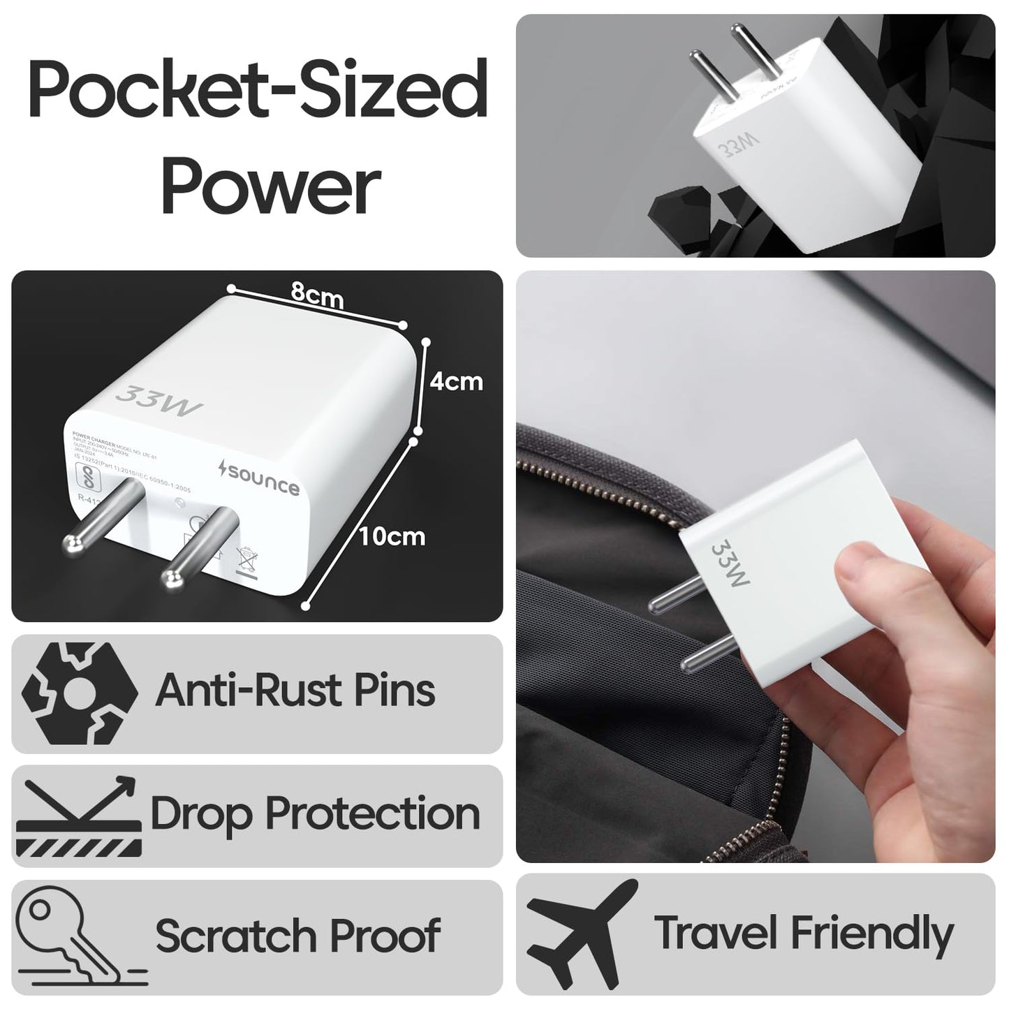 Xiaomi 33W Charger Type C Power Adapter with UltraFast PD Charging Block Enhanced Safety Protection Compact Travel Ready Universal Design for Smartphones Tablets Earbuds and USB-C Devices (White)