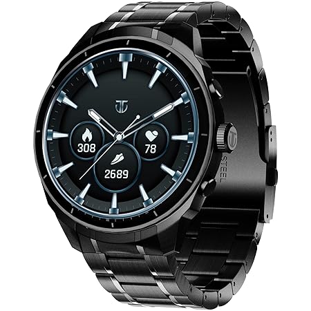 Titan Heritage 1.43" AMOLED Stainless Steel Bracelet Smart Watch for Men, BT Calling, Voice Assistant, Quick Health Measurement, Functional Crown, 3D UI, 60Hz Display, Fast Charging