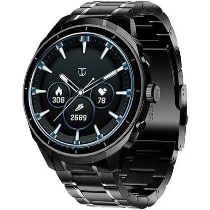 Titan Heritage 1.43" AMOLED Stainless Steel Bracelet Smart Watch for Men, BT Calling, Voice Assistant, Quick Health Measurement, Functional Crown, 3D UI, 60Hz Display, Fast Charging