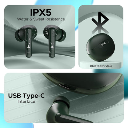 boAt Airdopes 161 ANC TWS Earbuds w/ 32 dB ANC, 50 hrs Playback, 50 ms Low Latency BEASTTM Mode, IWPTM Tech, Dual EQ Modes, 4 Mics with ENx, ASAP Charge, Bluetooth