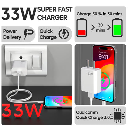Xiaomi 33W Charger Type C Power Adapter with UltraFast PD Charging Block Enhanced Safety Protection Compact Travel Ready Universal Design for Smartphones Tablets Earbuds and USB-C Devices (White)