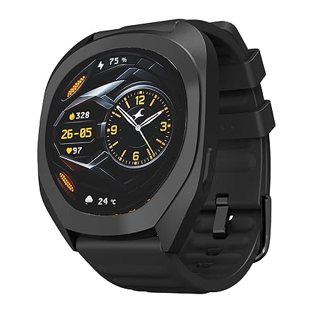 Fastrack Cosmix 1.32" AMOLED Display Metal Case Smart Watch with Heart Rate Monitor,AI Watchface & Chat,Push Button Interactions,BT Calling,IP68 Water Resistant Upto 5 Days Battery Life