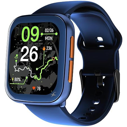 Fastrack Navstar 1.85" AMOLED Square Display Smart Watch with GPS, Offline Voice Command, AI Enabled, 100+ Sports Mode, BT Calling, IP68 Water Resistant Upto 5 Days Battery Life -Midnigt