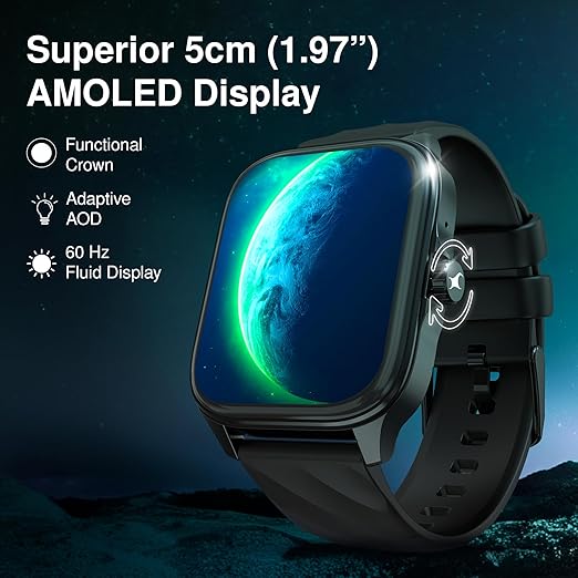 Fastrack Astor FS1 Pro Smart Watch, 1.97" AMOLED Display, Bluetooth Calling, 100+ Sports Modes, SpO2 & Heart Rate Monitoring, Women's Health, IP68, Up to 5 Days Battery, Functional Crown