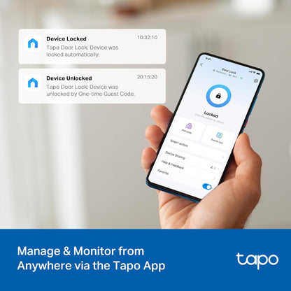 Tapo Smart Wi-Fi Deadbolt Door Lock ‚Äì Keyless Tactile Buttons, Customized Access with in-App Monitoring, Auto-Lock, IP54 Weatherproof, BHMA Grade 3, Compatible with Standard Door Sizes, Tapo DL100