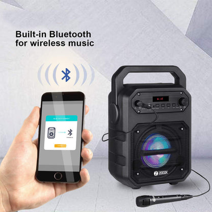 Zoook Rocker Thunder Bluetooth Party Speaker 20 watts with Karaoke Mic/TF/FM/Lights/USB/Party Speaker/ TWS/ echo control/ Bluetooth speaker/Portable speaker/Outdoor (Black)