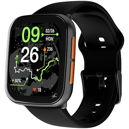 Fastrack Navstar 1.85" AMOLED Square Display Smart Watch with GPS, Offline Voice Command, AI Enabled, 100+ Sports Mode, BT Calling, IP68 Water Resistant Upto 5 Days Battery Life -Midnigt