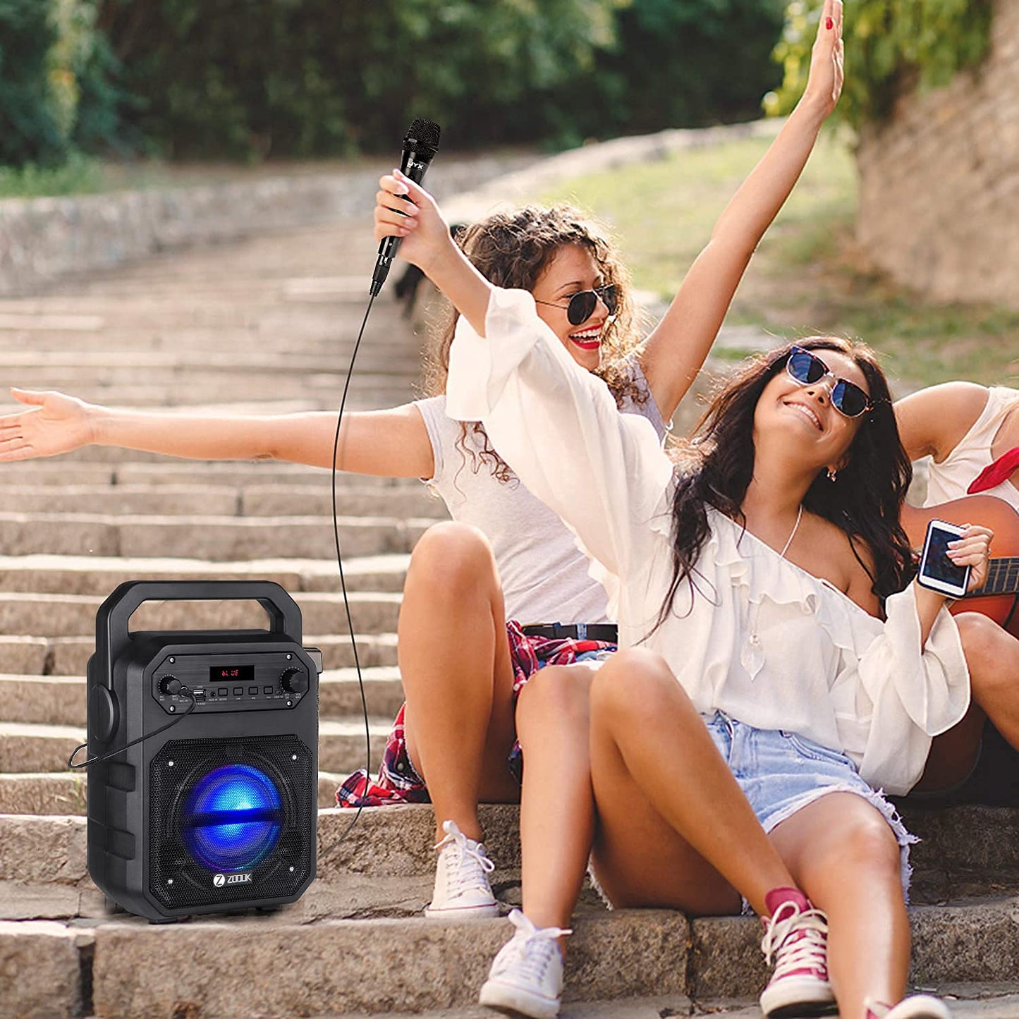 Zoook Rocker Thunder Bluetooth Party Speaker 20 watts with Karaoke Mic/TF/FM/Lights/USB/Party Speaker/ TWS/ echo control/ Bluetooth speaker/Portable speaker/Outdoor (Black)