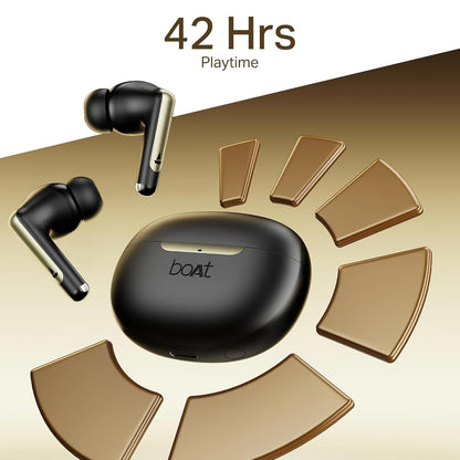 boAt Airdopes 141 Elite ANC (2025), ANC(~35dB), 4Mics ENx Tech, 42H Battery, Fast Charge,Stream Ad Free Music via App Support, IPX5, Bluetooth Earbuds, TWS Ear Buds Wireless Earphones with