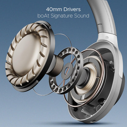 boAt Nirvana 751 ANC, 65Hrs Battery, Hybrid Active Noise Cancellation(~33dB), Fast Charge, Ambient Mode, Carry Pouch, Bluetooth Over Ear Headphones, Wireless Headphone with Mic