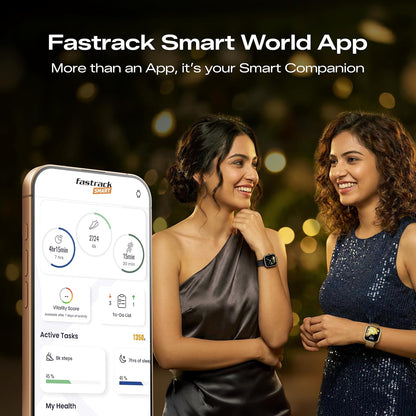 Fastrack Noir Rizz Women Smartwatch with 1.72" inch Ultra HD Display,Womens Health,AI Watchface & AI Chat,Functional Crown,24/7 Health Suite,BT Calling,IP68,Additional Silicone Strap,Games