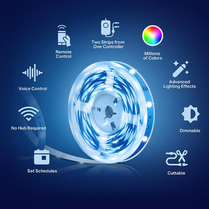 Tapo L900-10 Smart LED Light Strip, two lights included (5 meters each), Wi-Fi App Control RGB Multicolour LED Strip, Works with Alexa &Google Home,Suitable for TV Kitchen DIY Decoration