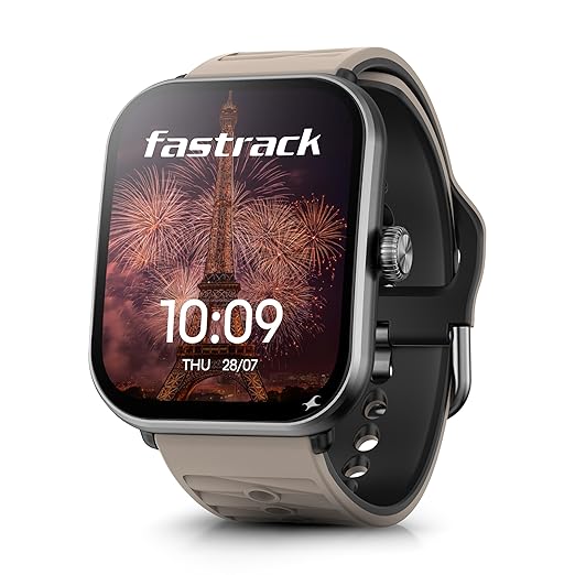 Fastrack MYND 1.93‚Äù AMOLED Display Smartwatch for Men & Women with AI Watch Faces,AI Chat,Offline Voice Commands,Curved Metallic Design,Functional Crown,BT Calling, Health Suite,100+ Multisport Modes