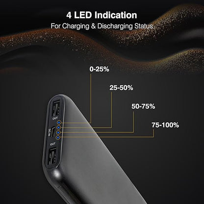 ERD PB-10KE Lithium-Polymer, 2 USB Output, 12W Power Bank, 10000mAh Type-C and Micro USB Input Ports, Compatible with Smartphones, Smart Watches, Neckbands & Other Devices,