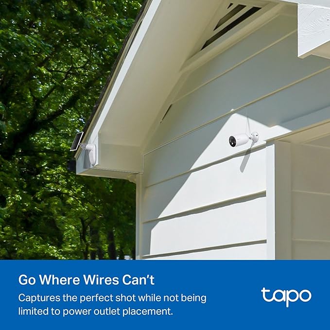 Tapo C425 KIT Smart Wire-Free Security Camera and Solar Panel | 2K QHD 4MP 1440p | Uninterrupted Power Supply |Color Night Vision | Free AI Detection | IP66 Weatherproof| Two-Way Audio