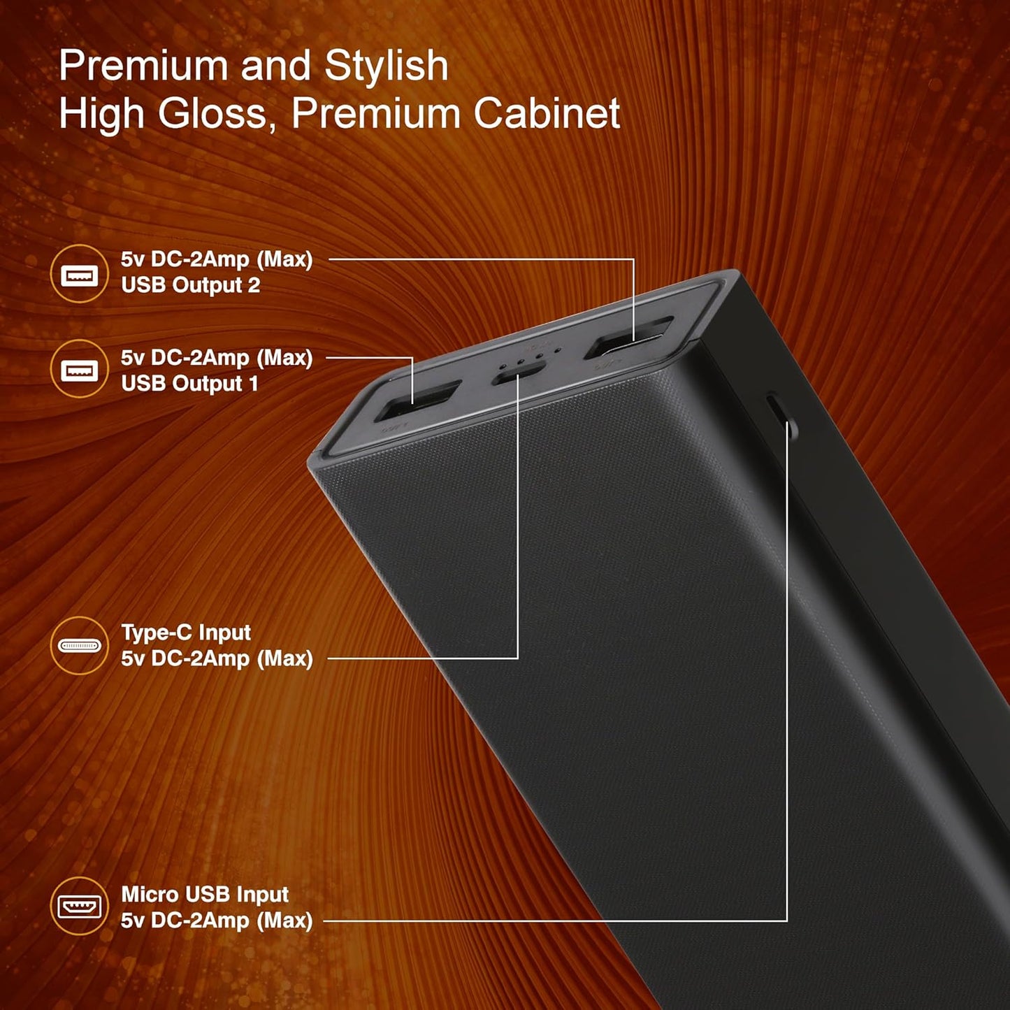ERD PB-20KE 20000 mAh Li-Polymer Power Bank | Fast Charging Portable Charger to Charges 2 Devices Simultaneously for iPhones, Android Phones, Smart Watches & More
