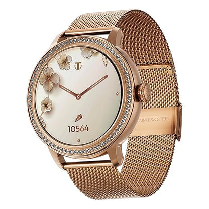 Titan Valerie 1.19" AMOLED Studded Stainless Steel Smart Watch for Women Latest, Next-Gen Chipset, Functional Crown, SOS & BT Calling, Women Wellness Suite, BP & Skin Temp Monitor,