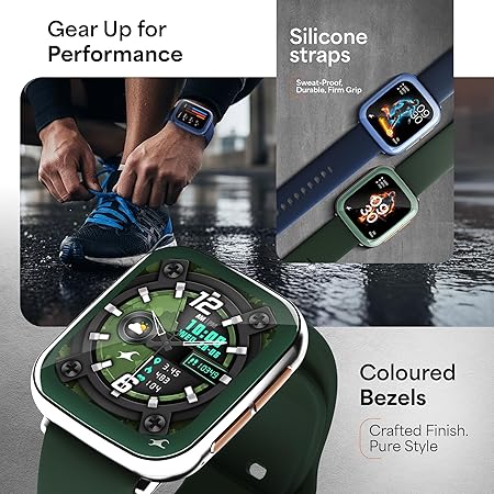 Fastrack Navstar 1.85" AMOLED Square Display Smart Watch with GPS, Offline Voice Command, AI Enabled, 100+ Sports Mode, BT Calling, IP68 Water Resistant Upto 5 Days Battery Life -Midnigt