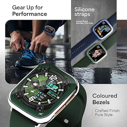 Fastrack Navstar 1.85" AMOLED Square Display Smart Watch with GPS, Offline Voice Command, AI Enabled, 100+ Sports Mode, BT Calling, IP68 Water Resistant Upto 5 Days Battery Life -Midnigt