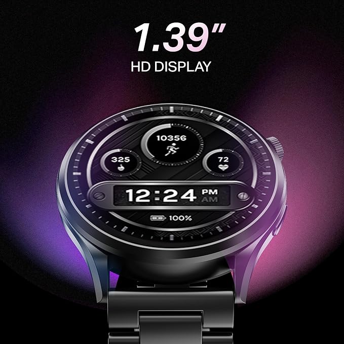 Boat Lunar Discovery Pro, 1.39" HD Display, Metal Body, QR Tray, Emergency SOS, Functional Crown, Multiple Sports Modes, HR,SpO2 & Sleep Tracking, Smart Watches for Men & Women