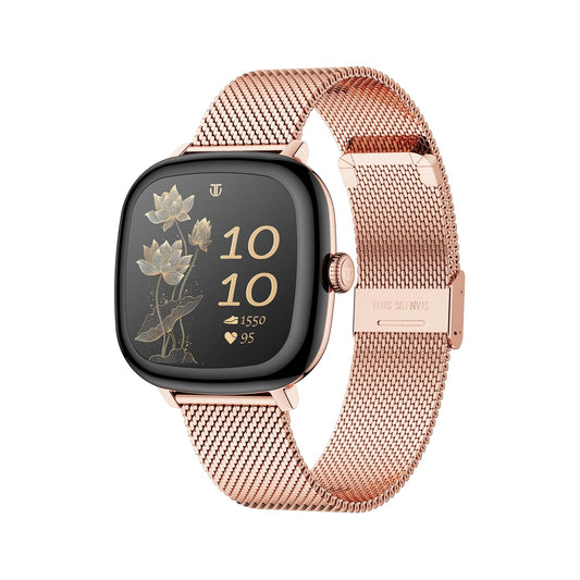 Titan AiRA 1.70" AMOLED Metal Case Square Display Smart Watch with Silicone Strap Stress Monitoring, 1000 Nits, Functional Crown, AI Enabled, IP68 Water Resistant Upto 7 Days Battery Life