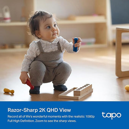 Tapo C222 2K QHD 1440p 4MP Pan/Tilt AI Smart Home Security Wi-Fi Camera| Works with Google Home and Alexa | 360º Ethernet/Wi-Fi Connection | Two-Way Audio| Advanced Night Vision