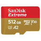 SanDisk Extreme microSDXC UHS-I, V30, 190MB/s Read, 130MB/s Write, Memory Card for 4K Video on Smartphones, Action Cams and Drones