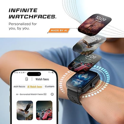 Fastrack MYND 1.93‚Äù AMOLED Display Smartwatch for Men & Women with AI Watch Faces,AI Chat,Offline Voice Commands,Curved Metallic Design,Functional Crown,BT Calling, Health Suite,100+ Multisport Modes