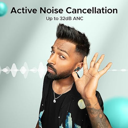 boAt Airdopes 161 ANC TWS Earbuds w/ 32 dB ANC, 50 hrs Playback, 50 ms Low Latency BEASTTM Mode, IWPTM Tech, Dual EQ Modes, 4 Mics with ENx, ASAP Charge, Bluetooth