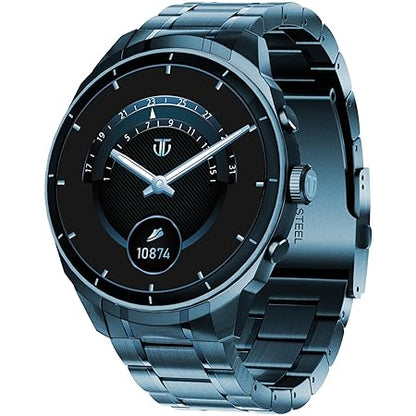 Titan Heritage 1.43" AMOLED Stainless Steel Bracelet Smart Watch for Men, BT Calling, Voice Assistant, Quick Health Measurement, Functional Crown, 3D UI, 60Hz Display, Fast Charging