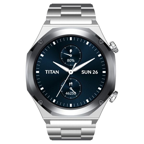Titan Maestro Premium Metal Smartwatch with All√Ç SS construction, SingleSync BT Calling, Functional Crown