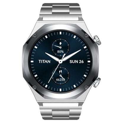 Titan Maestro Premium Metal Smartwatch with All√Ç SS construction, SingleSync BT Calling, Functional Crown