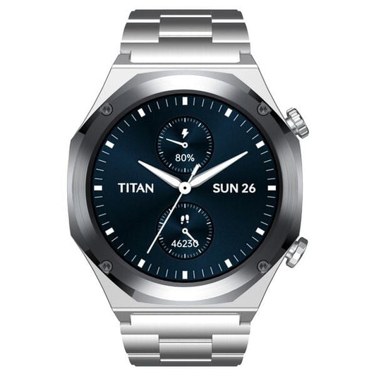 Titan Maestro Premium Metal Smartwatch with All√Ç SS construction, SingleSync BT Calling, Functional Crown