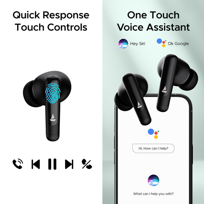 boAt Airdopes 161 ANC TWS Earbuds w/ 32 dB ANC, 50 hrs Playback, 50 ms Low Latency BEASTTM Mode, IWPTM Tech, Dual EQ Modes, 4 Mics with ENx, ASAP Charge, Bluetooth