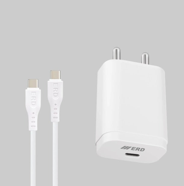 ERD TC-232 CHARGER+USB-C TO C PD WHT 25W