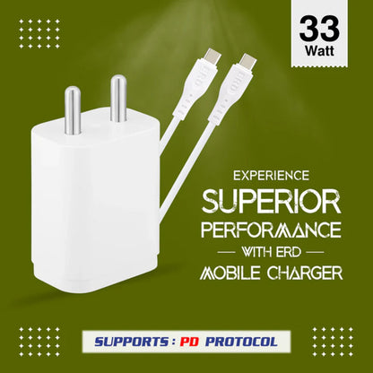 ERD TC-233, 33W Charger with C to C Charging Cable PD+QC Protocol (White)