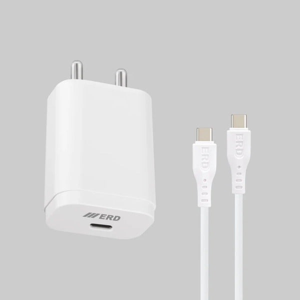 ERD TC-233, 33W Charger with C to C Charging Cable PD+QC Protocol (White)