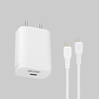 ERD TC-233, 33W Charger with C to C Charging Cable PD+QC Protocol (White)
