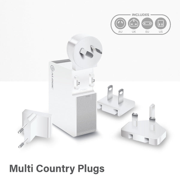 60W USB-C Laptop/Macbook Wall Charger with USB-C Charging Cable _ Travel Edition with AU, EU, UK, US Plugs and 2m Cable