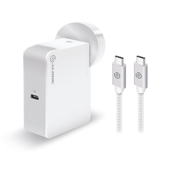 60W USB-C Laptop/Macbook Wall Charger with USB-C Charging Cable _ Travel Edition with AU, EU, UK, US Plugs and 2m Cable