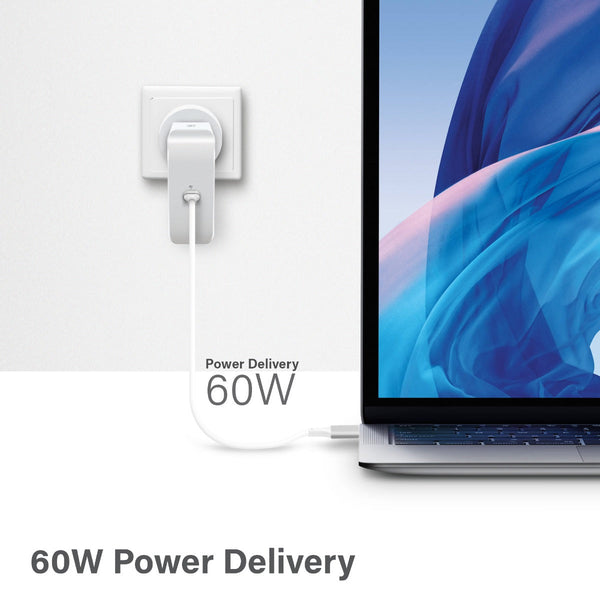 60W USB-C Laptop/Macbook Wall Charger with USB-C Charging Cable _ Travel Edition with AU, EU, UK, US Plugs and 2m Cable