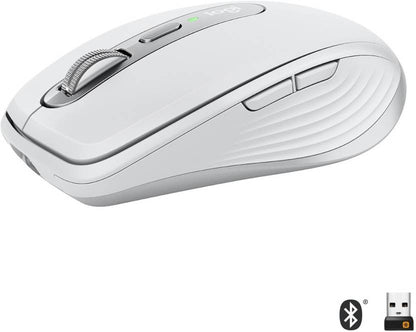 Logitech MX Anywhere 3 / Magnetic Scrolling, Ergonomic, 4000DPI Sensor, Custom Buttons Wireless Laser Mouse with Bluetooth  (Pale Grey)