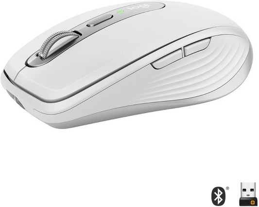 Logitech MX Anywhere 3 / Magnetic Scrolling, Ergonomic, 4000DPI Sensor, Custom Buttons Wireless Laser Mouse with Bluetooth  (Pale Grey)