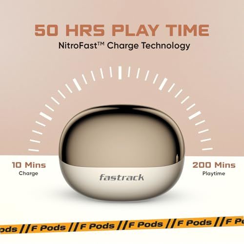 Fastrack Fpods FZ500 Pro |BT V5.4 |ANC Up to 30db|50 Hrs Play Time |Quad mic ENC | Low Latency Gaming Mode - 40ms|10mm Bass Drivers|3C NitroFast Charge -200 Mins in 10 Mins |IPX4 Rating